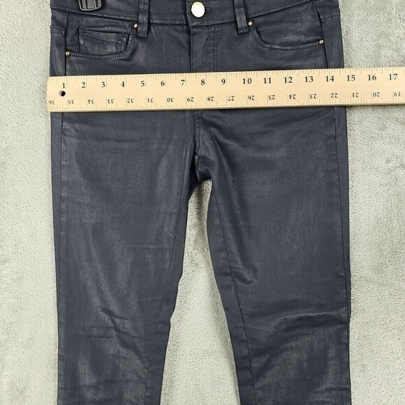 Massimo Dutti Jeans Womens Size 2 Waxed Dark Blue Skinny Fit Low Rise Stretch - Picture 8 of 13